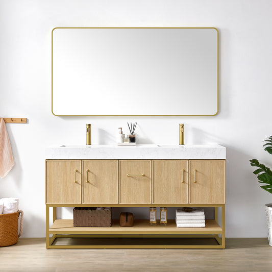 Vittoria 60M" Double Bath Vanity in Dark Oak