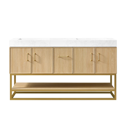 Vittoria 60M" Double Bath Vanity in Dark Oak