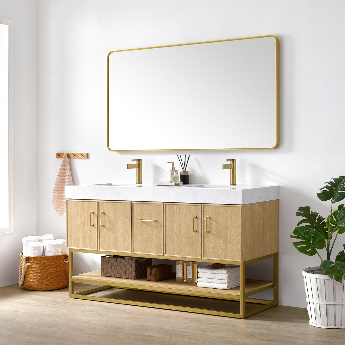Vittoria 60M" Double Bath Vanity in Dark Oak