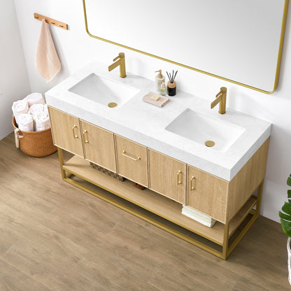 Vittoria 60M" Double Bath Vanity in Dark Oak
