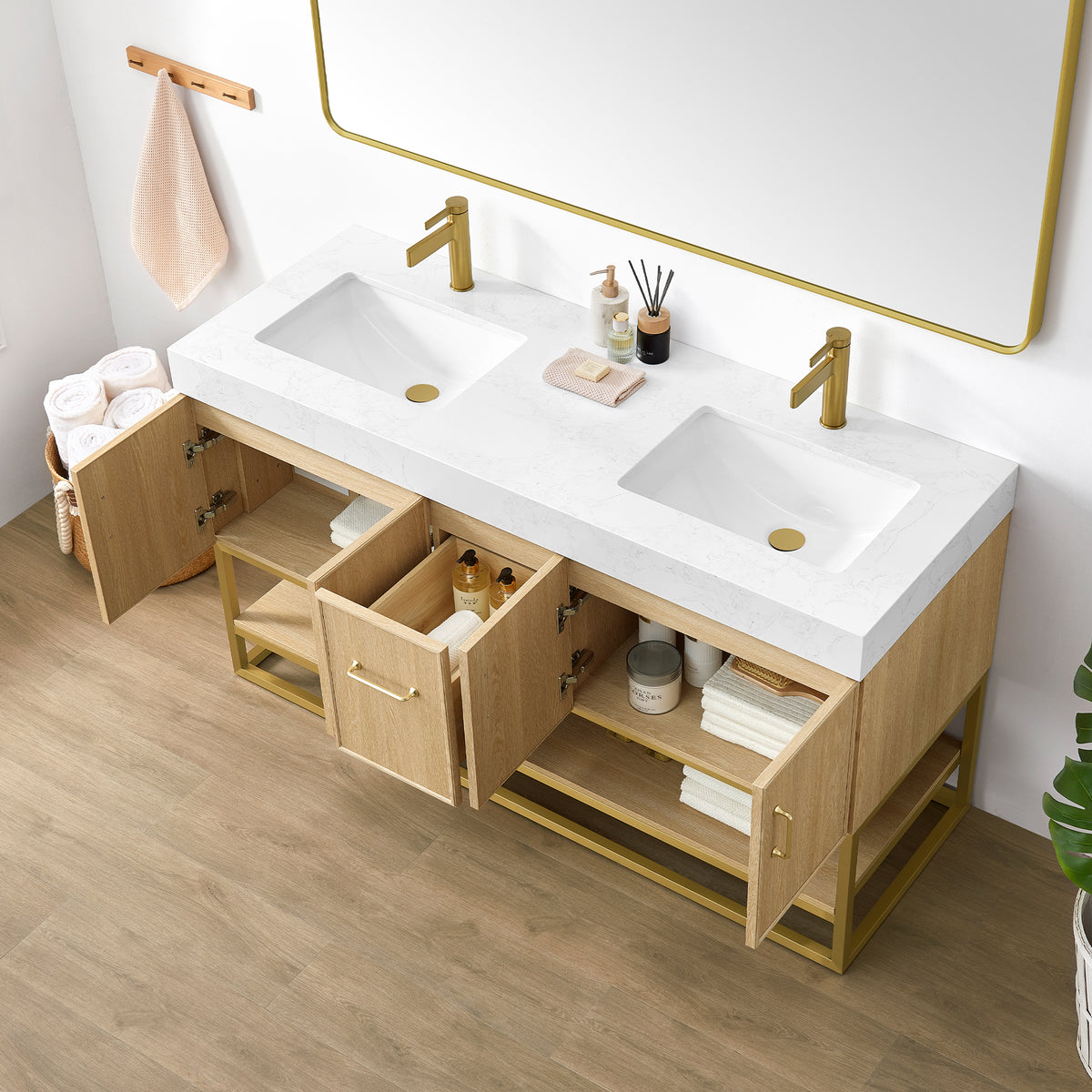 Vittoria 60M" Double Bath Vanity in Dark Oak