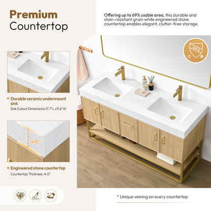Vittoria 60M" Double Bath Vanity in Dark Oak
