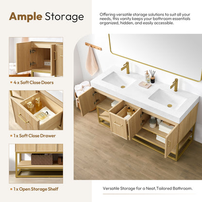 Vittoria 60M" Double Bath Vanity in Dark Oak