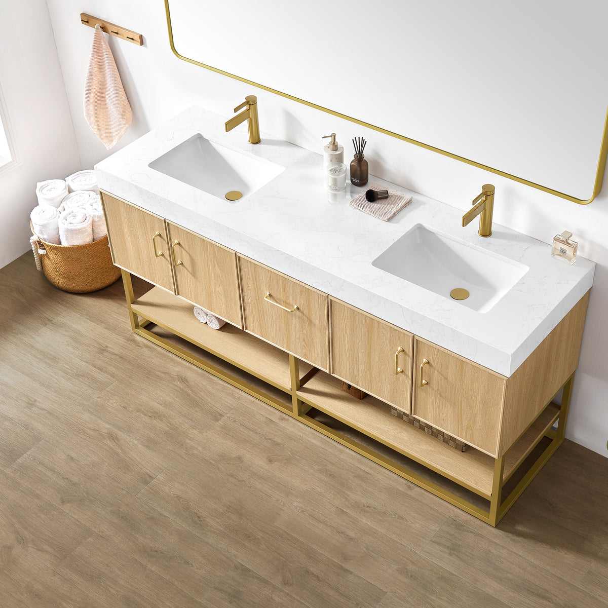 Vittoria 72" Double Bath Vanity in Dark Oak