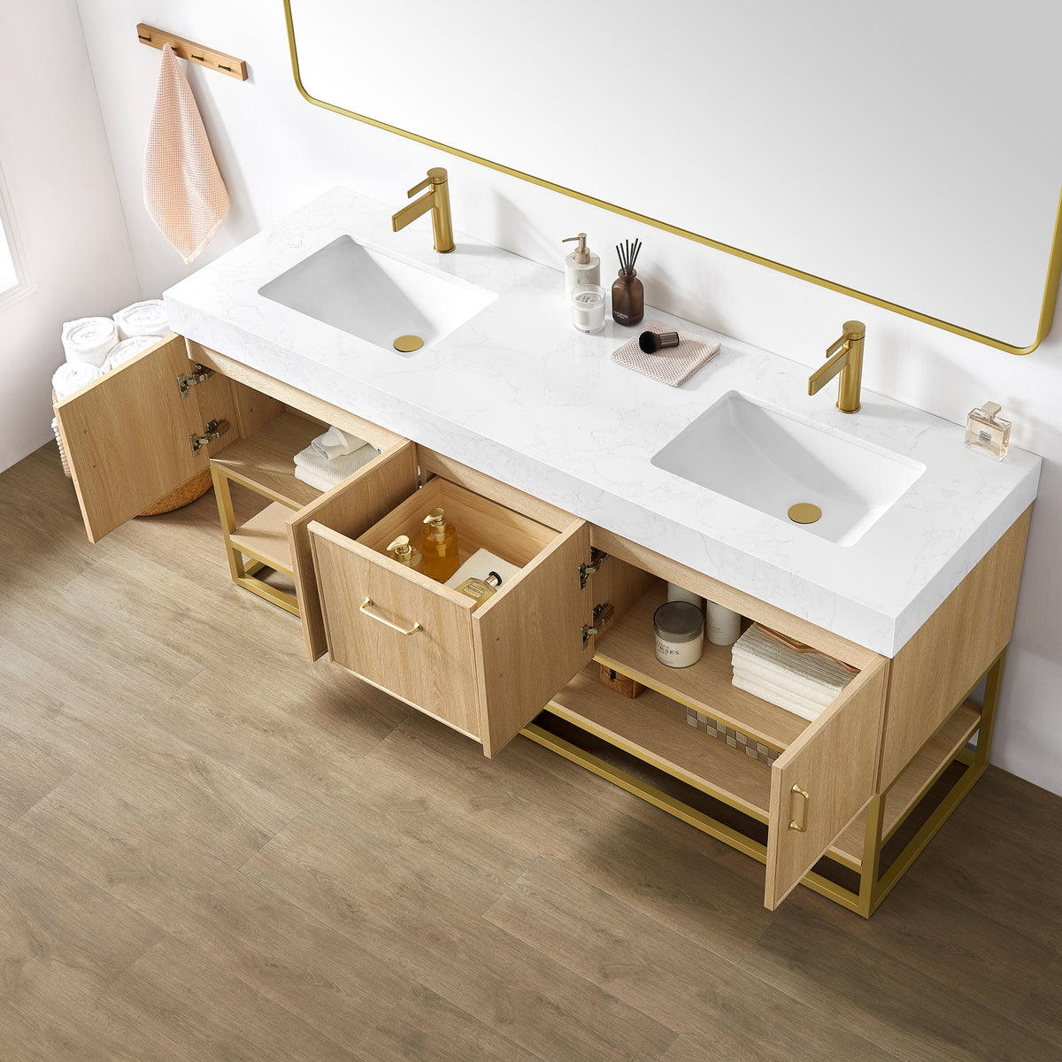 Vittoria 72" Double Bath Vanity in Dark Oak