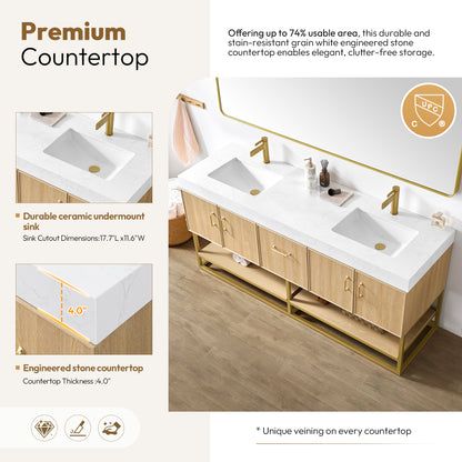 Vittoria 72" Double Bath Vanity in Dark Oak