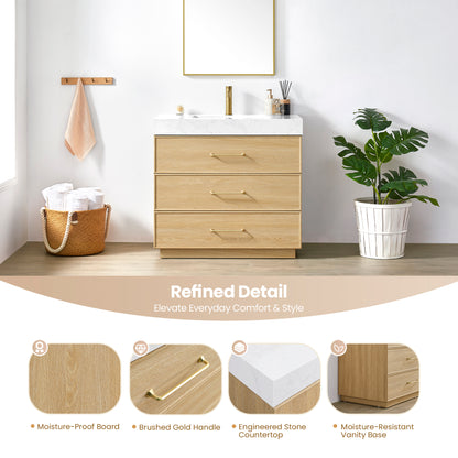 Turin 36" Single Sink Bath Vanity in Dark Oak