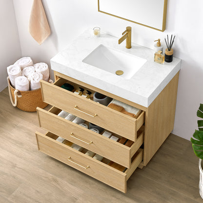 Turin 36" Single Sink Bath Vanity in Dark Oak