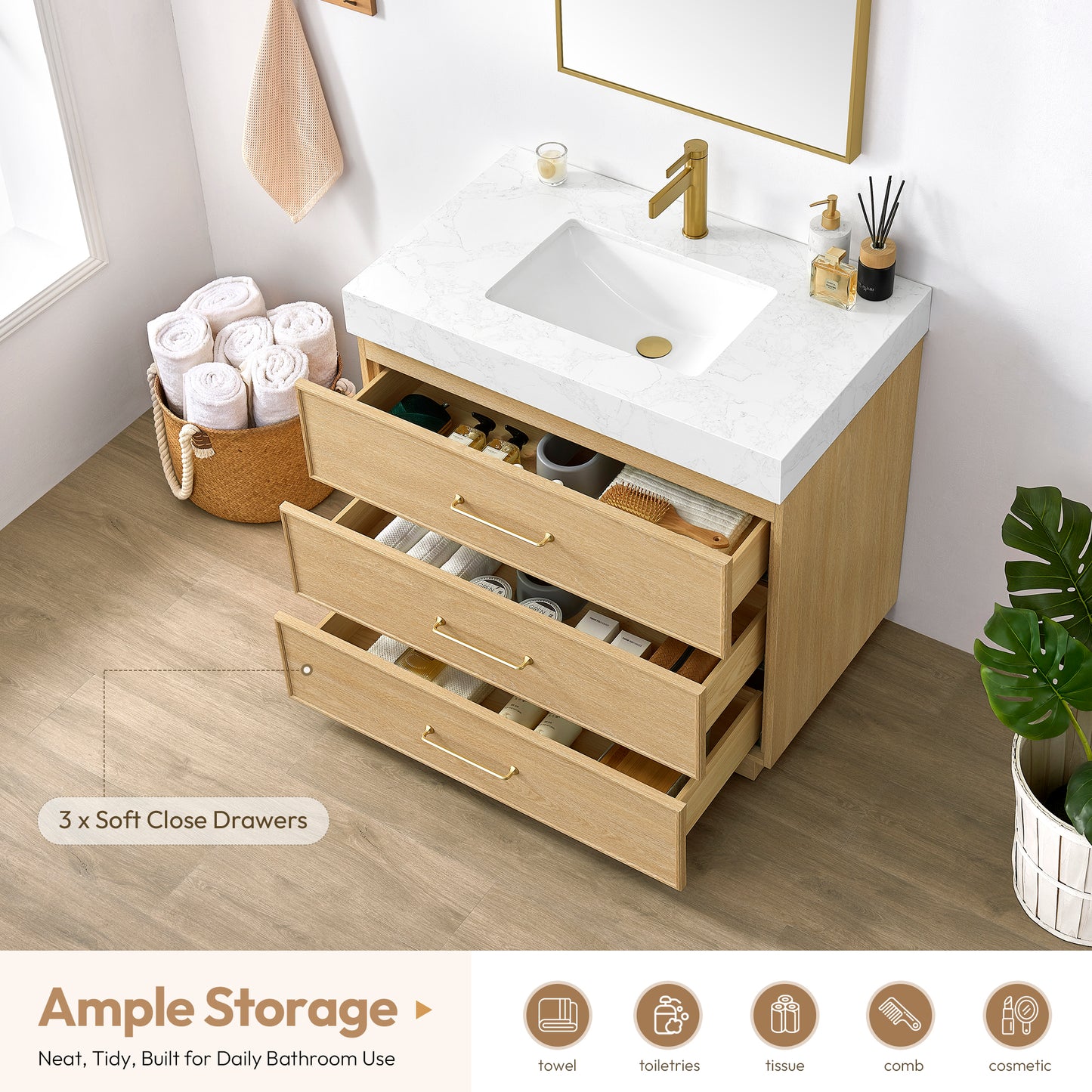 Turin 36" Single Sink Bath Vanity in Dark Oak