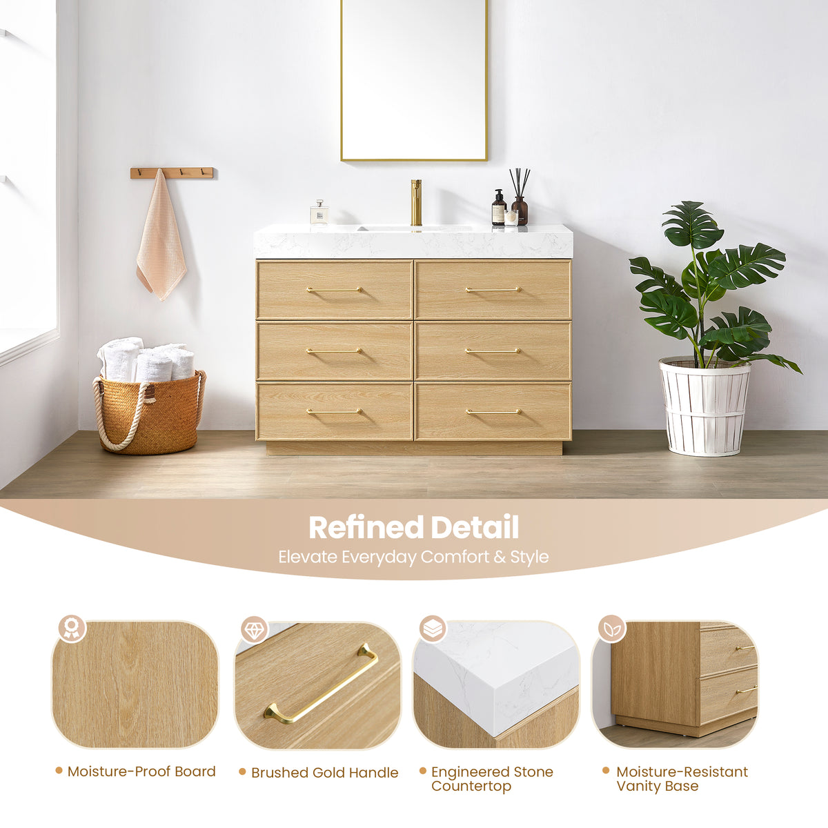 Turin 48" Single Sink Bath Vanity in Dark Oak