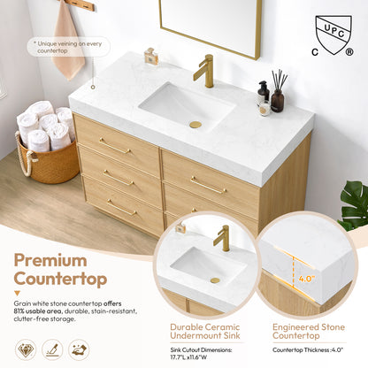 Turin 48" Single Sink Bath Vanity in Dark Oak