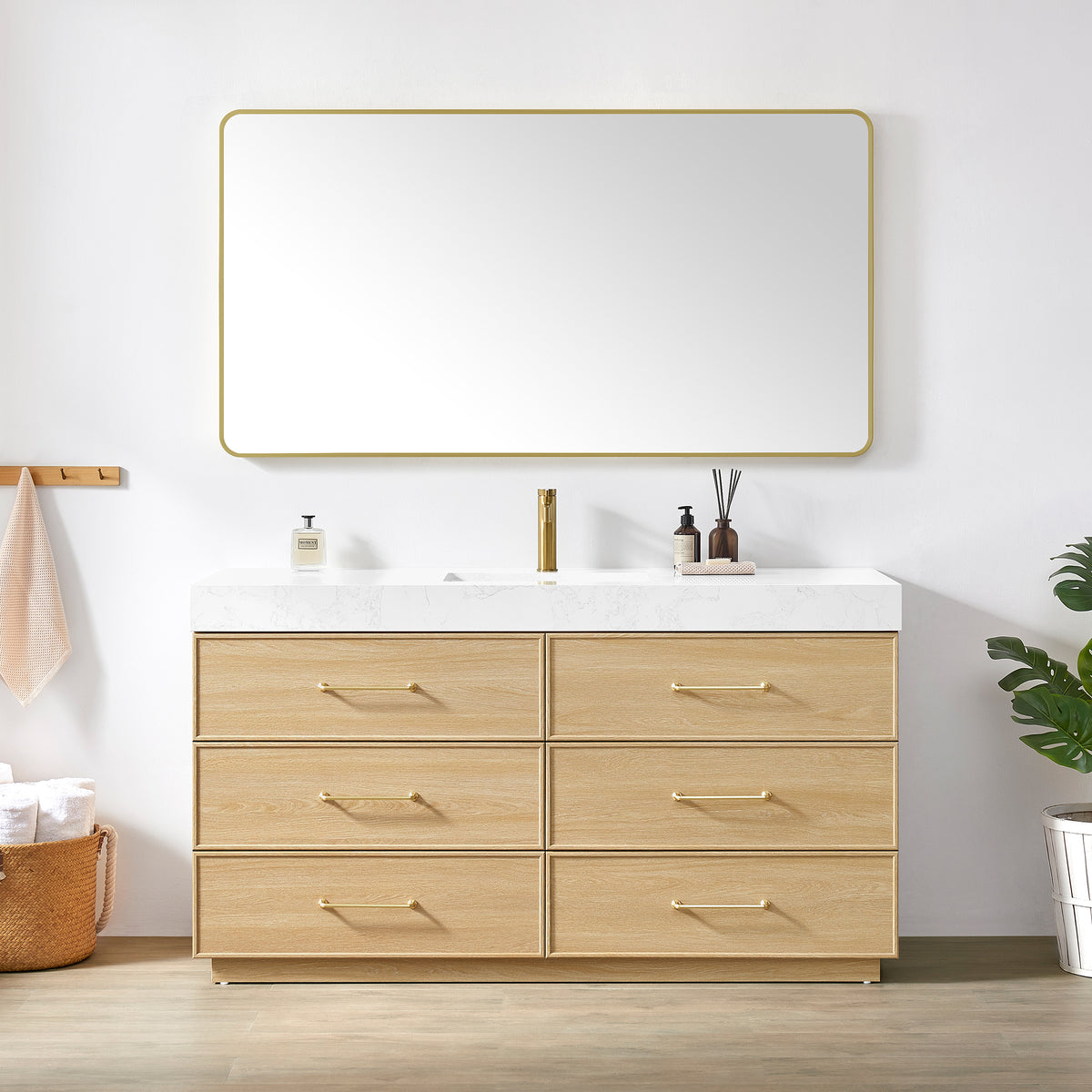 Turin 60" Single Sink Bath Vanity in Dark Oak