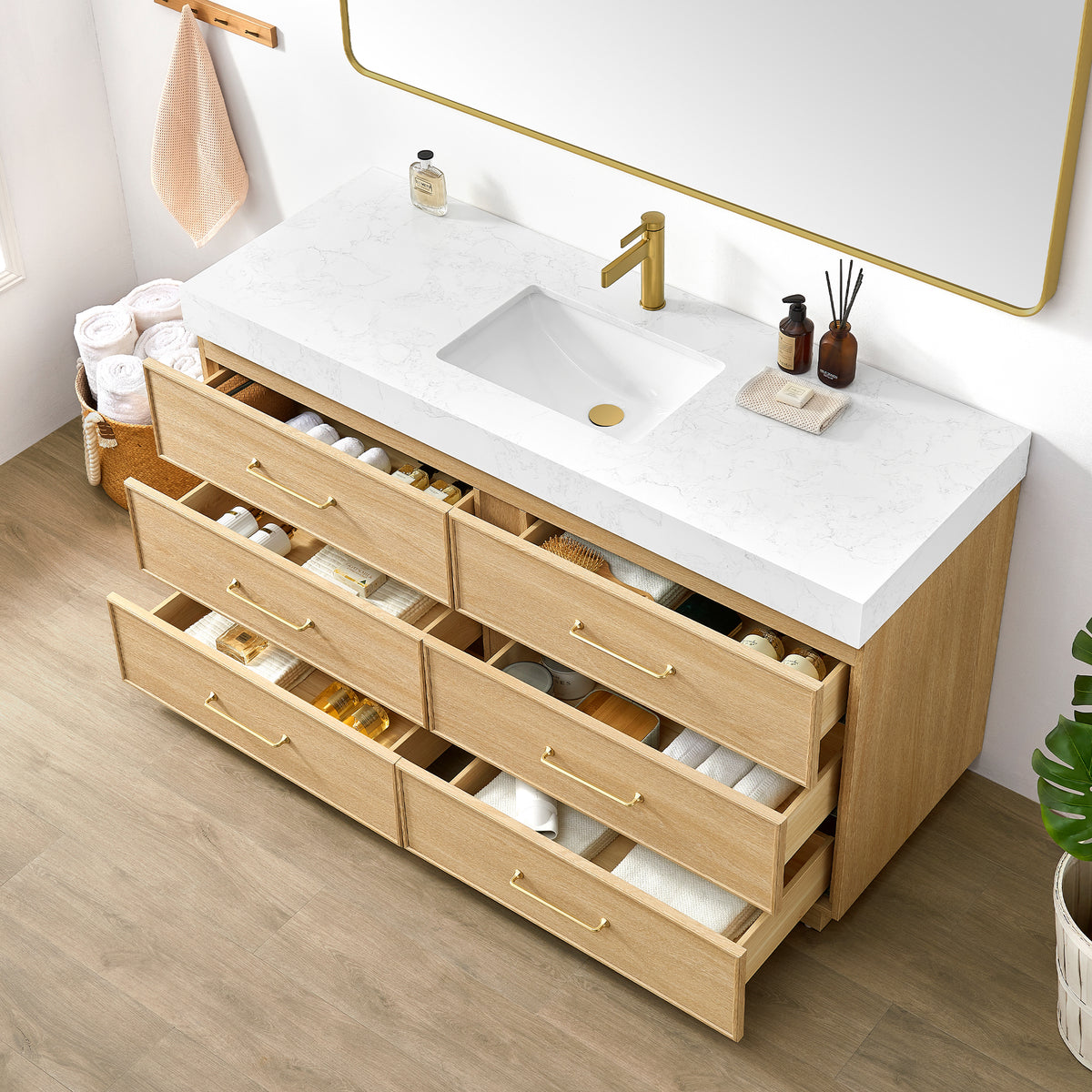 Turin 60" Single Sink Bath Vanity in Dark Oak