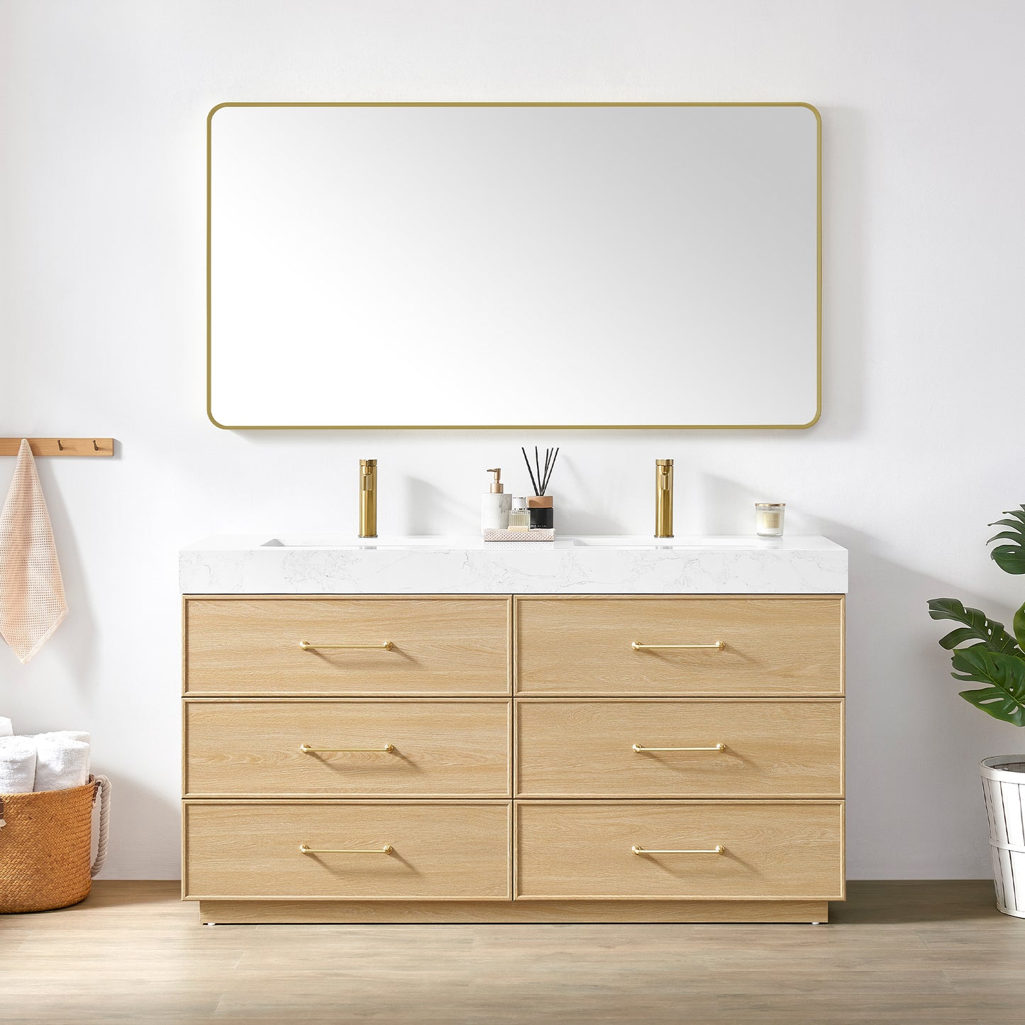 Turin 60M" Double Sink Bath Vanity in Dark Oak