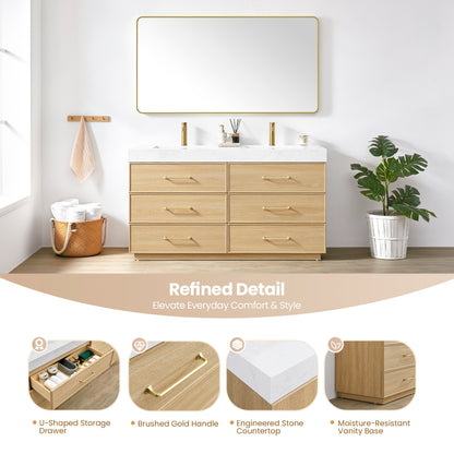 Turin 60M" Double Sink Bath Vanity in Dark Oak