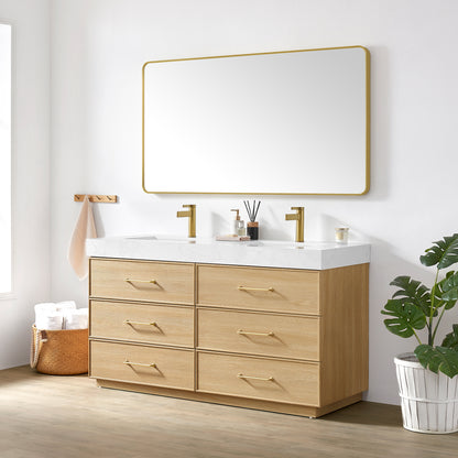 Turin 60M" Double Sink Bath Vanity in Dark Oak