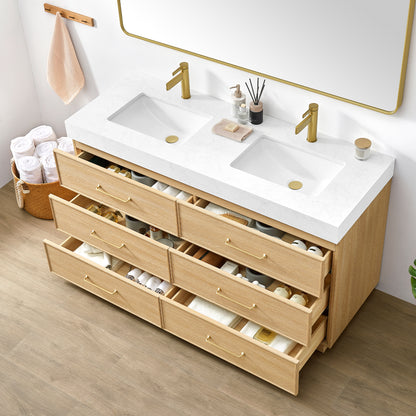 Turin 60M" Double Sink Bath Vanity in Dark Oak