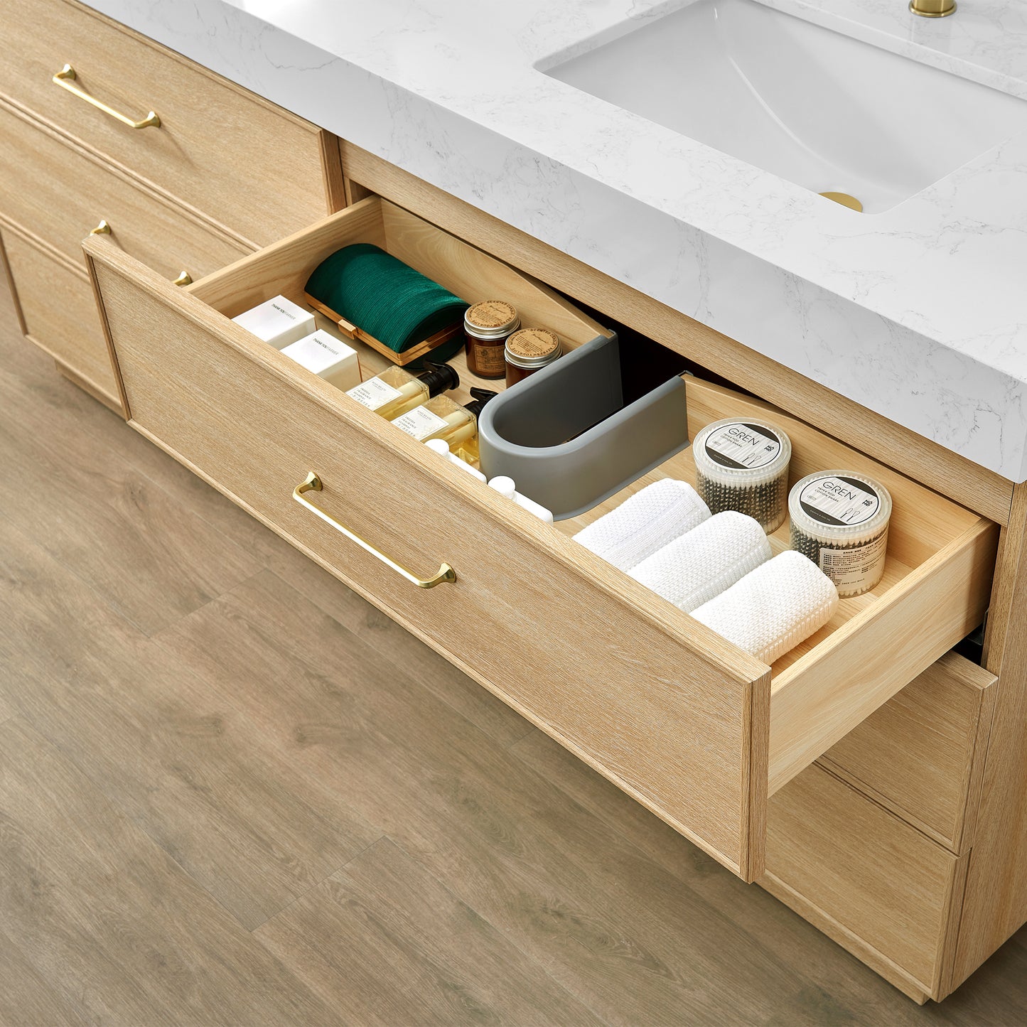 Turin 60M" Double Sink Bath Vanity in Dark Oak