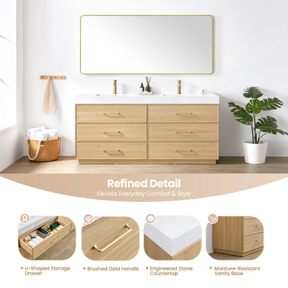 Turin 72" Double Sink Bath Vanity in Dark Oak