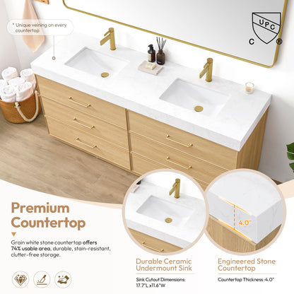 Turin 72" Double Sink Bath Vanity in Dark Oak