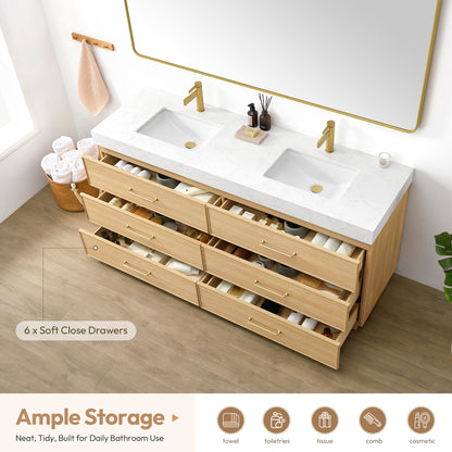Turin 72" Double Sink Bath Vanity in Dark Oak