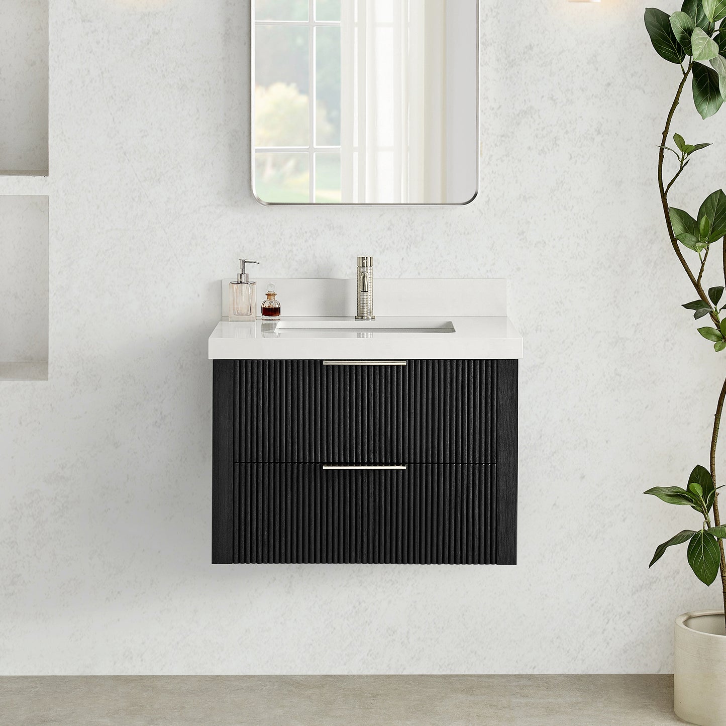 Barcelona 30" Floating Single Bath Vanity in Oak Weathered Black