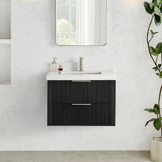 Barcelona 30" Floating Single Bath Vanity in Oak Weathered Black