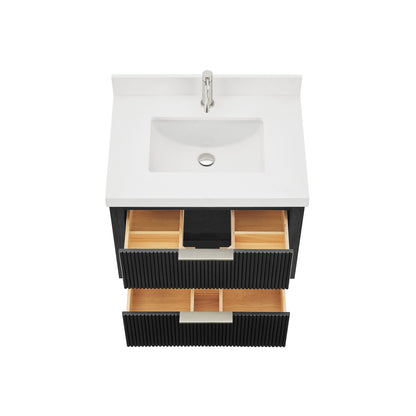 Barcelona 30" Floating Single Bath Vanity in Oak Weathered Black