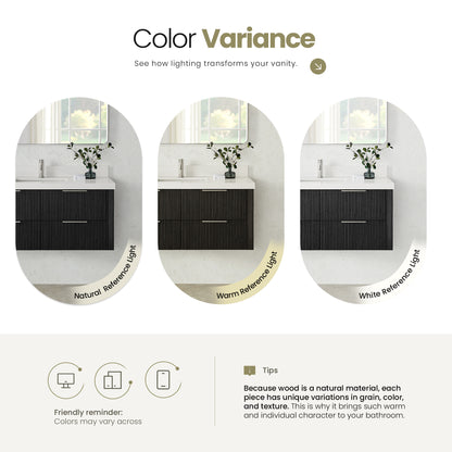 Barcelona 30" Floating Single Bath Vanity in Oak Weathered Black