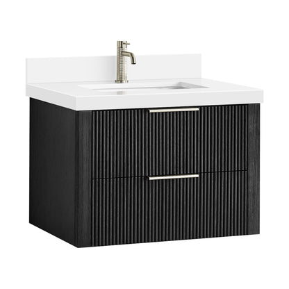 Barcelona 30" Floating Single Bath Vanity in Oak Weathered Black