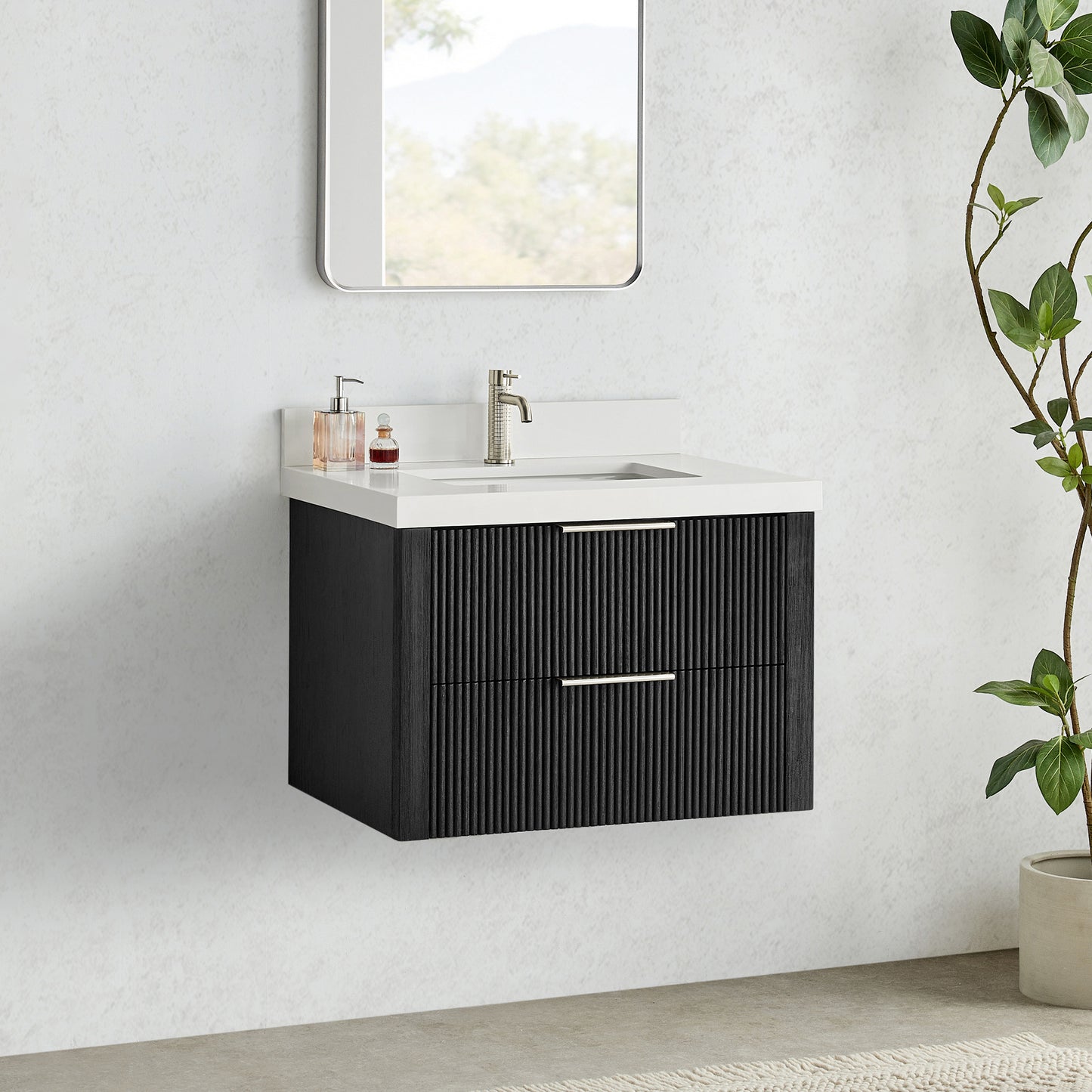 Barcelona 30" Floating Single Bath Vanity in Oak Weathered Black