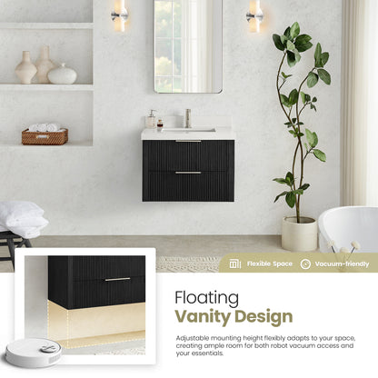 Barcelona 30" Floating Single Bath Vanity in Oak Weathered Black