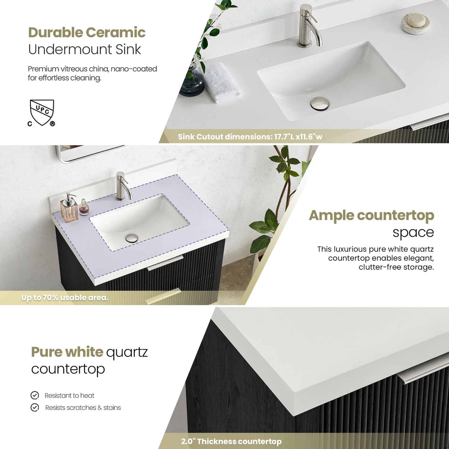 Barcelona 30" Floating Single Bath Vanity in Oak Weathered Black