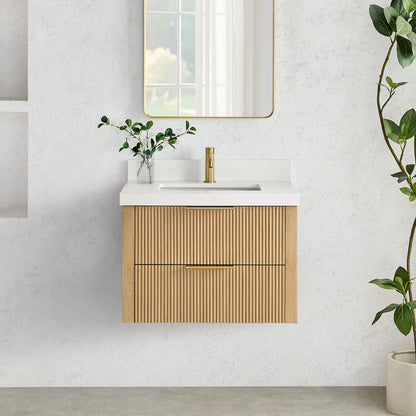 Barcelona 30" Floating Single Bath Vanity in Washed Ash Grey
