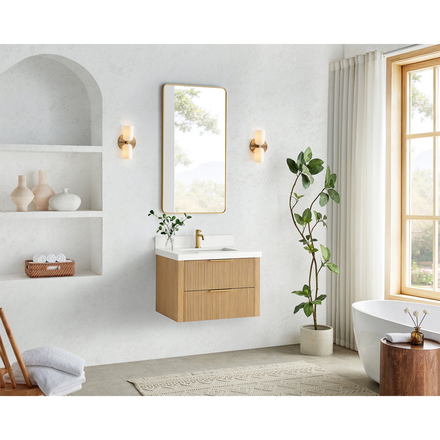 Barcelona 30" Floating Single Bath Vanity in Washed Ash Grey