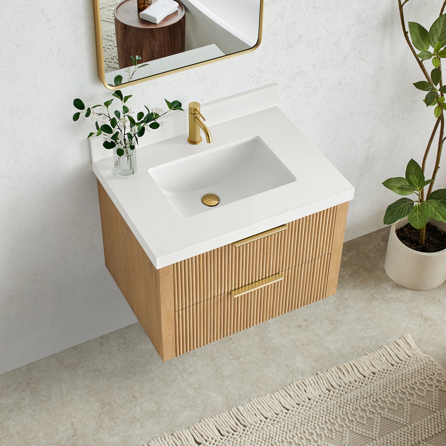 Barcelona 30" Floating Single Bath Vanity in Washed Ash Grey