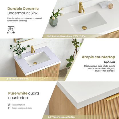 Barcelona 30" Floating Single Bath Vanity in Washed Ash Grey