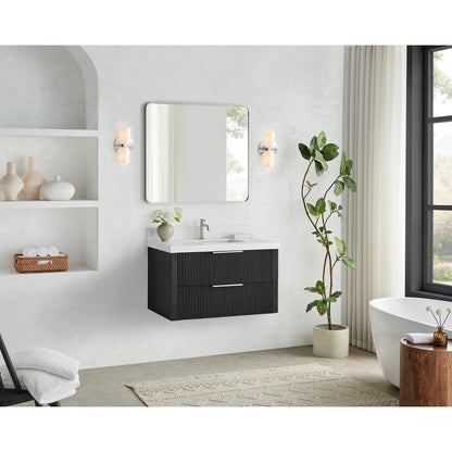 Barcelona 36" Floating Single Bath Vanity in Oak Weathered Black
