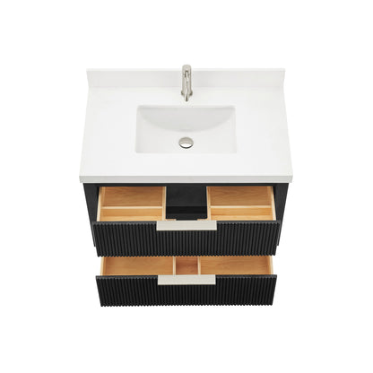 Barcelona 36" Floating Single Bath Vanity in Oak Weathered Black