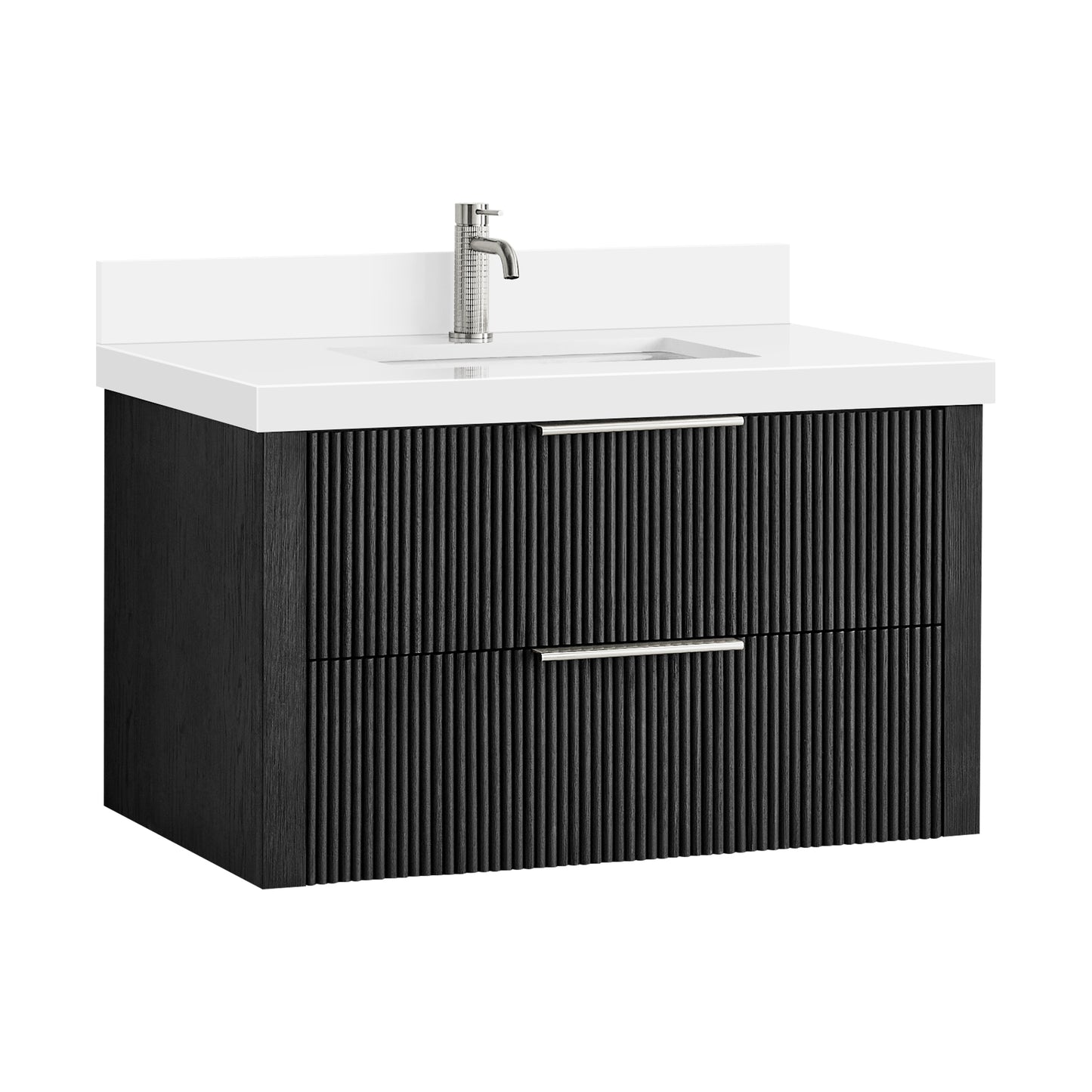 Barcelona 36" Floating Single Bath Vanity in Oak Weathered Black