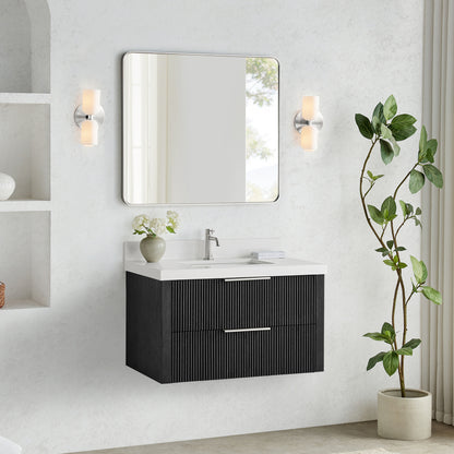 Barcelona 36" Floating Single Bath Vanity in Oak Weathered Black