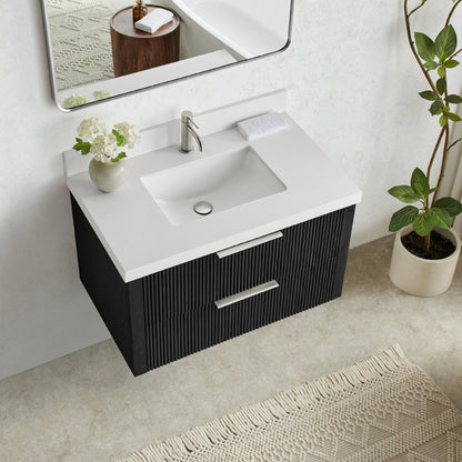 Barcelona 36" Floating Single Bath Vanity in Oak Weathered Black