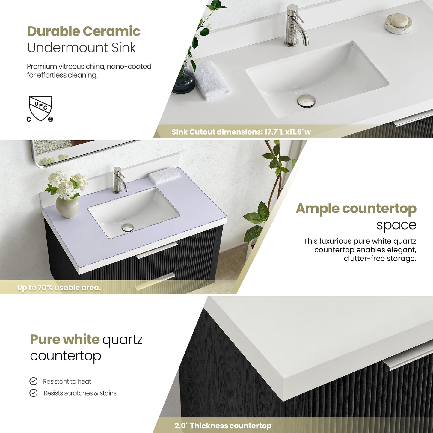 Barcelona 36" Floating Single Bath Vanity in Oak Weathered Black