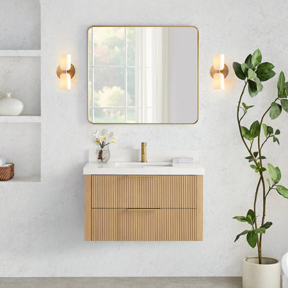 Barcelona 36" Floating Single Bath Vanity in Washed Ash Grey