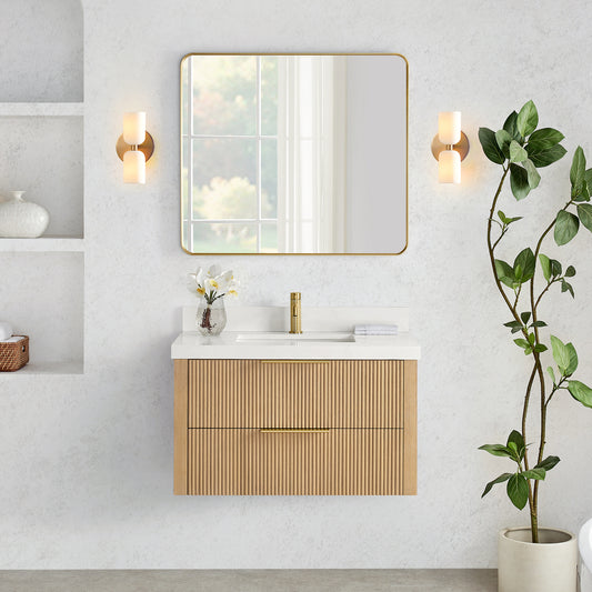 Barcelona 36" Floating Single Bath Vanity in Washed Ash Grey