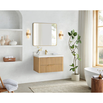 Barcelona 36" Floating Single Bath Vanity in Washed Ash Grey