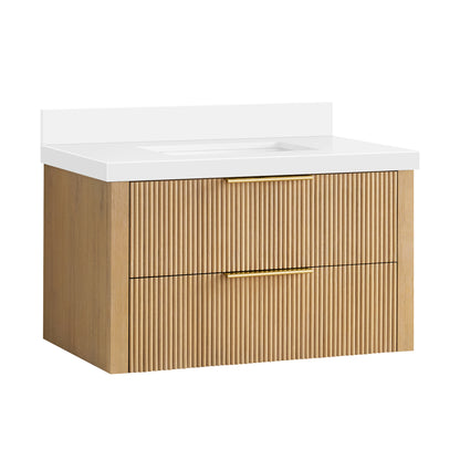 Barcelona 36" Floating Single Bath Vanity in Washed Ash Grey