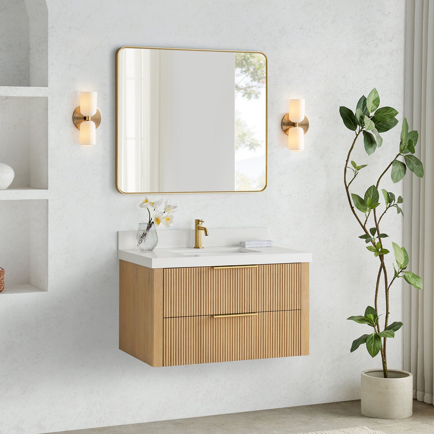 Barcelona 36" Floating Single Bath Vanity in Washed Ash Grey