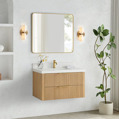 Barcelona 36" Floating Single Bath Vanity in Washed Ash Grey