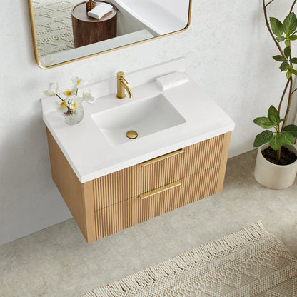 Barcelona 36" Floating Single Bath Vanity in Washed Ash Grey